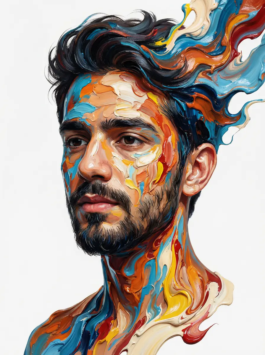 Abstract Oil Paint Portrait Fusion