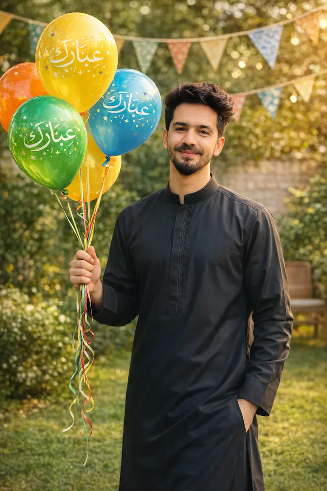 Black Thobe Eid Balloon Celebration