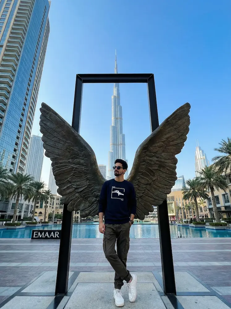 Dubai Burj Khalifa Angel Wings Portrait