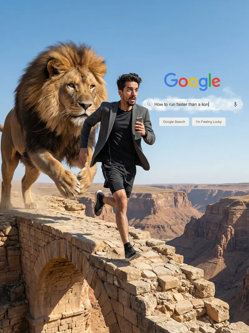 Lion Chase Google Search Surreal Scene