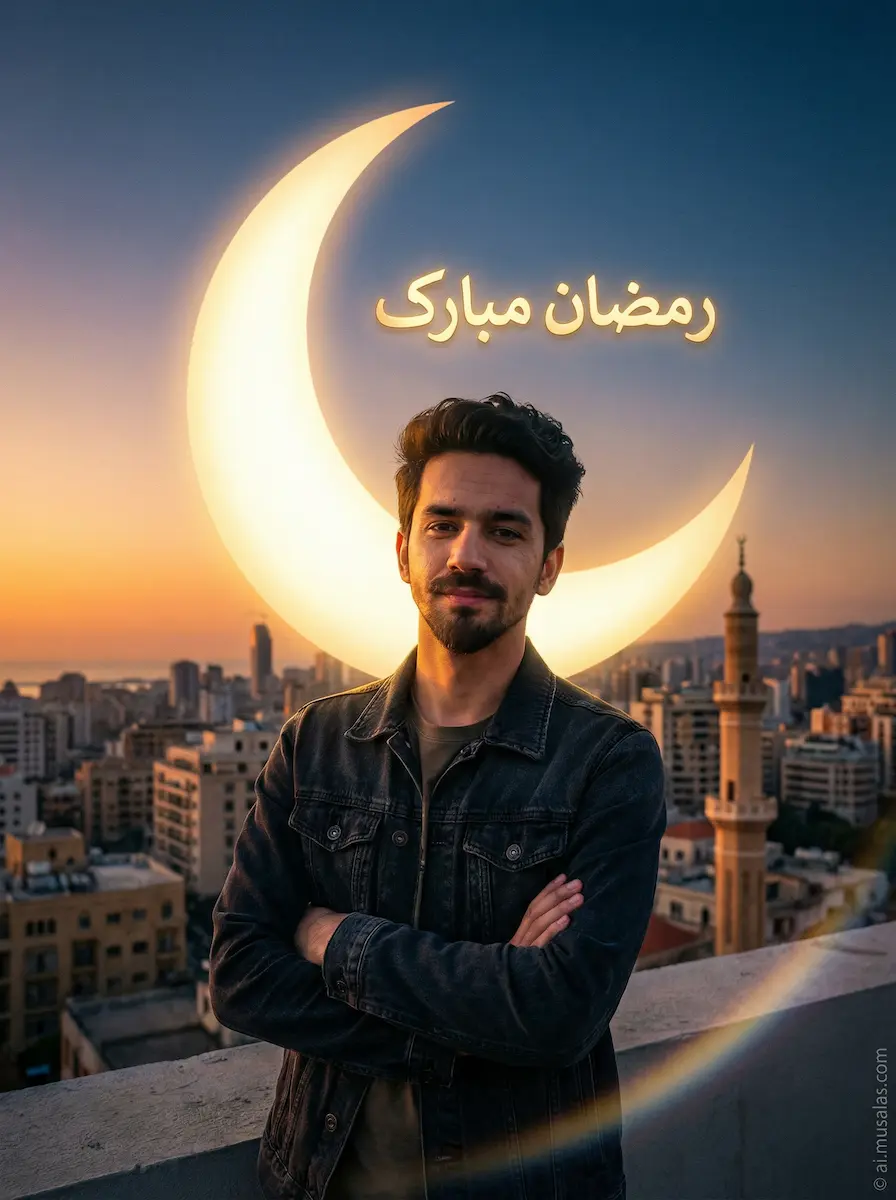 Ramadan Rooftop Sunset Crescent Portrait