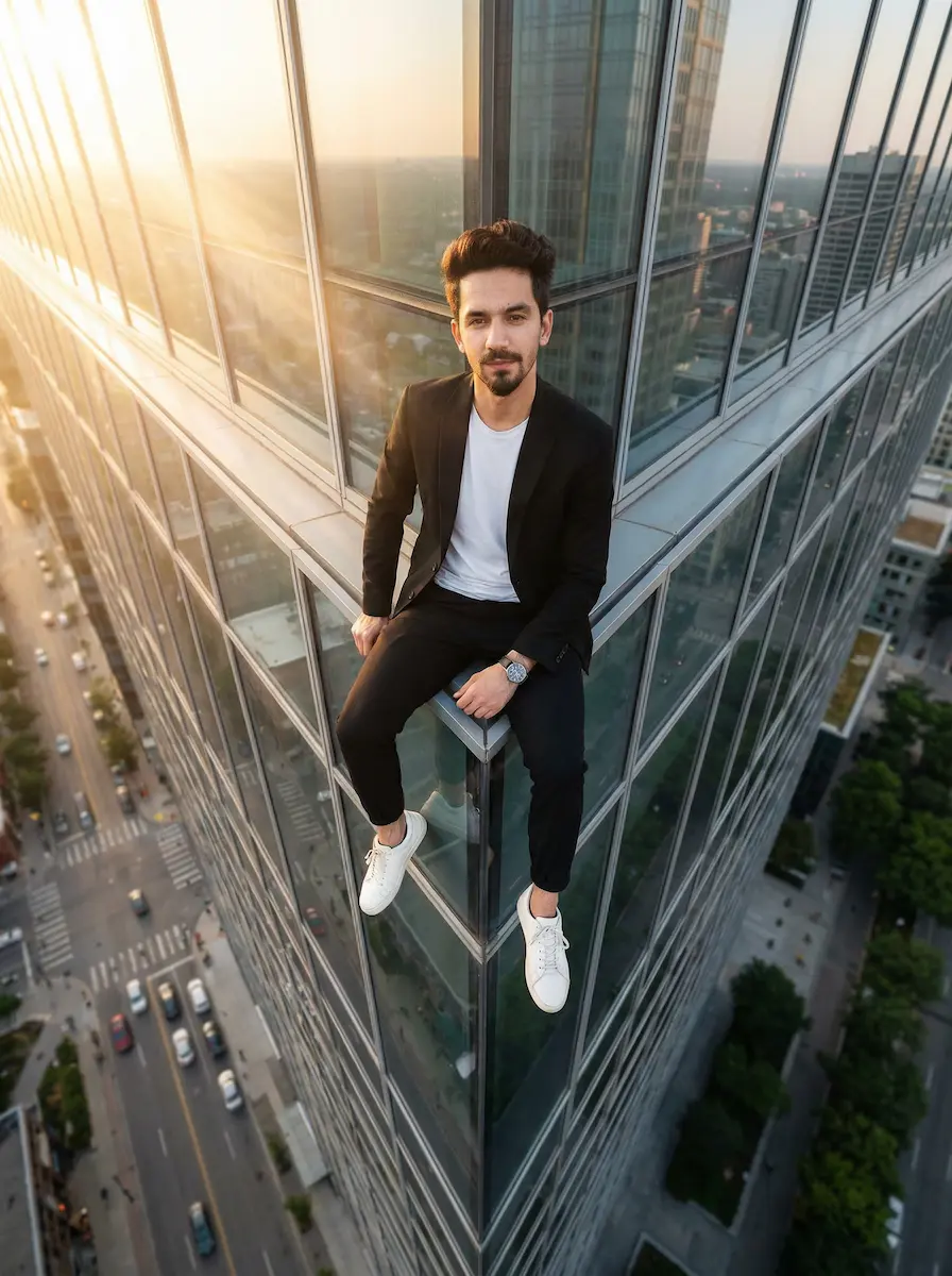 Skyscraper Edge Rooftop Portrait